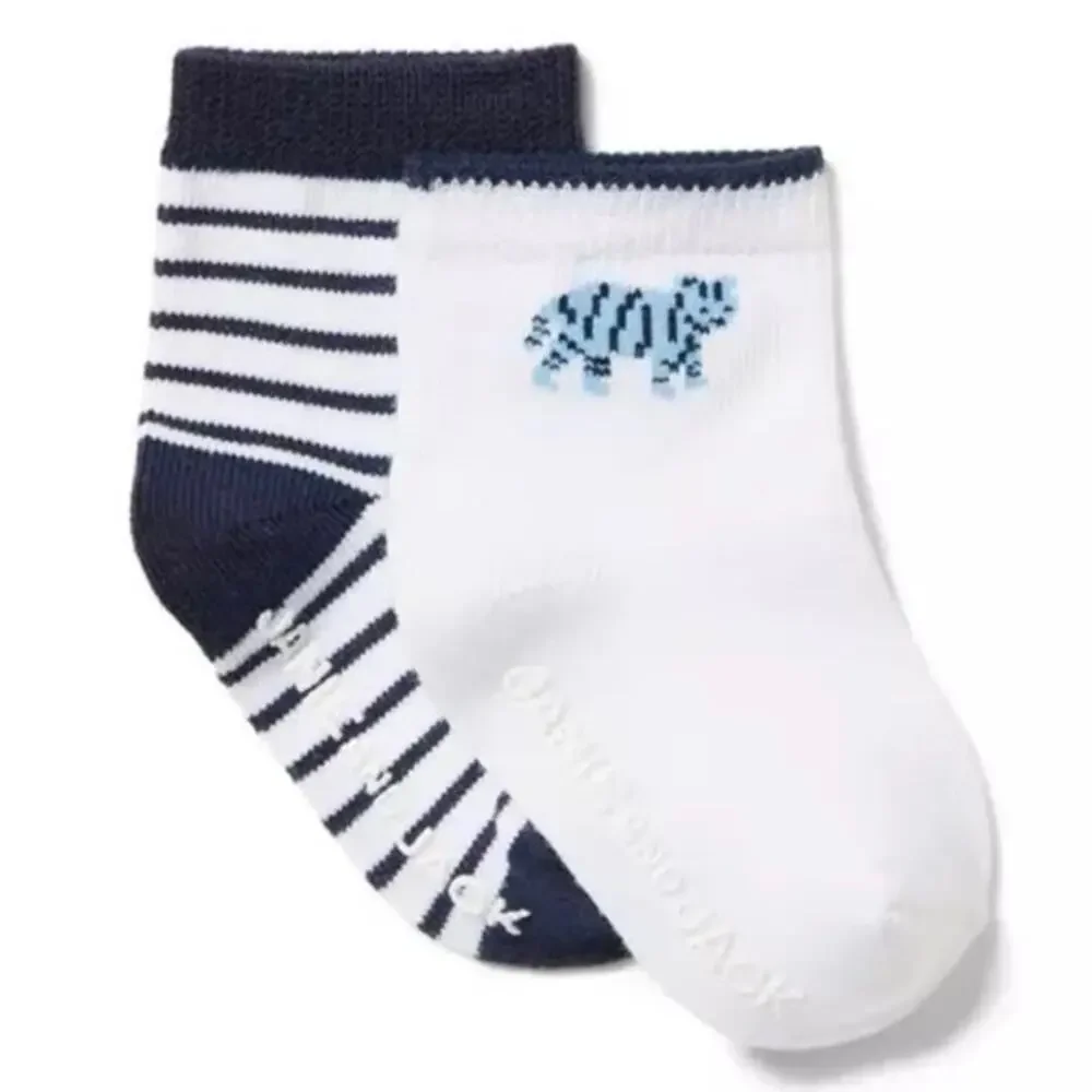 JANIIE AND JACK Stripe And Tiger Sock 2-Pack - Baby Socks Sz 3-6 Mos. NWT